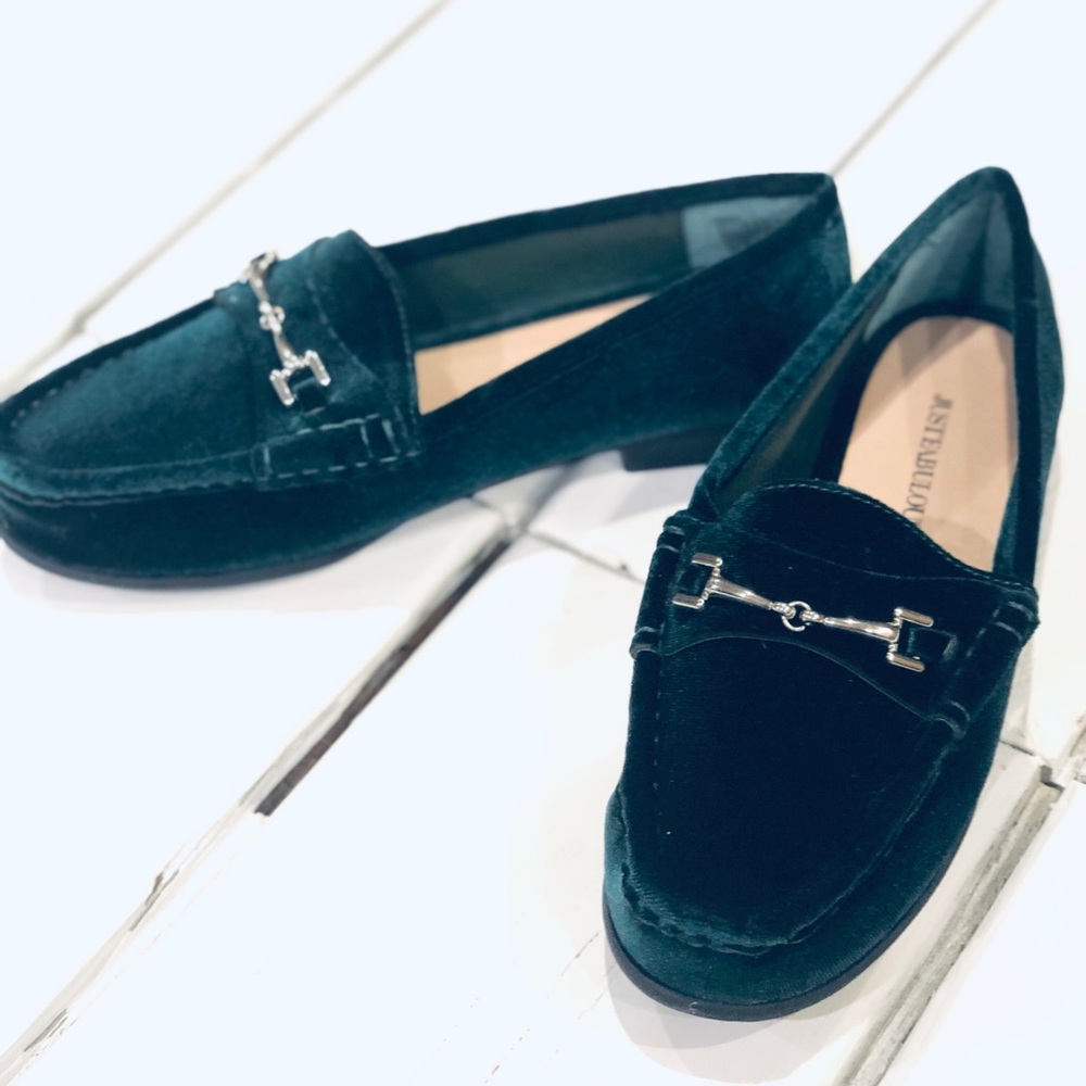 Green Velvet Loafers